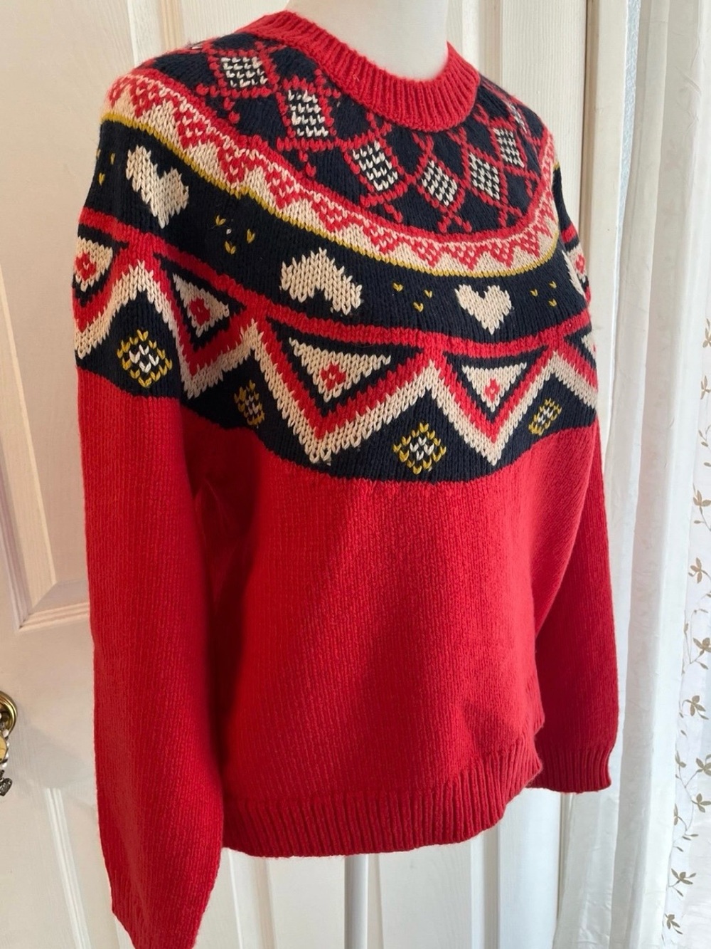 Marine Layer Archive NWT Red Fair Isle Crewneck Sweater - Women Sz S